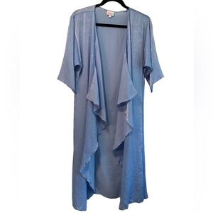 LuLaRoe “Shirley” kimono, powder blue, waterfall front, size small